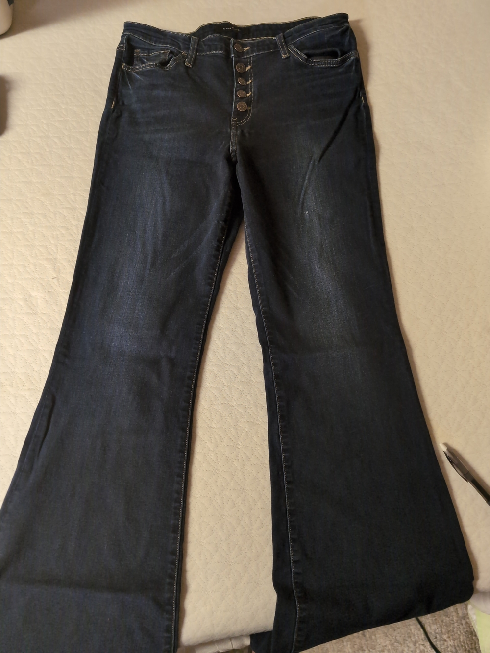 Flying Monkey Dark Blue Flare Jeans with Button-Fly